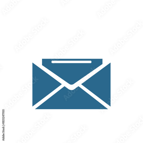 Blue Envelope Icon with Document Symbolizing Communication and Correspondence.