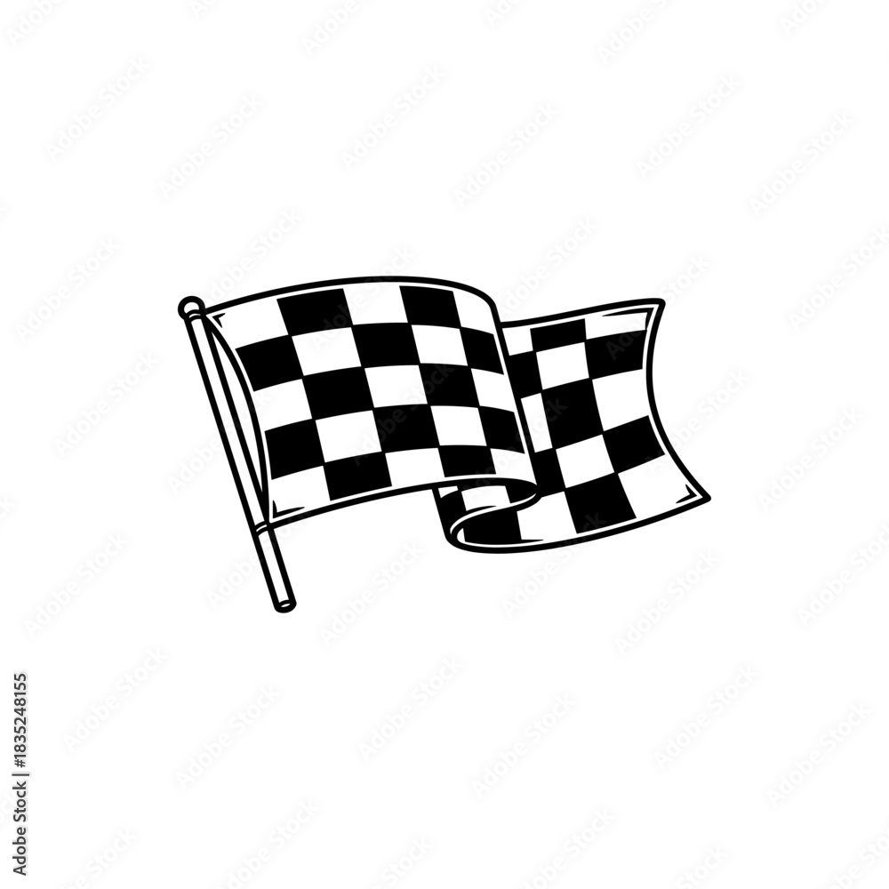Fototapeta premium Checkered Flag Waving Symbolizing Victory and Completion in Racing.