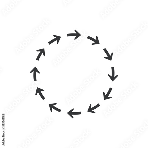 Circular Arrow Pattern Directional Flow and Cyclical Movement.