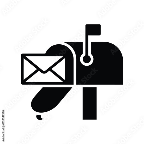 Black silhouette of a mailbox with an envelope inside