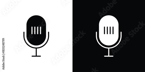 Microphone icons pictogram. Vector isolated shape in modern doodle style.