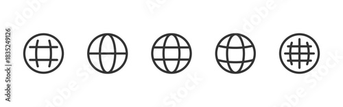 Globe icon. World sphere lines showing global network and international web sign. Useful for internet services, online platforms and worldwide connection symbol. Minimal pictogram concept.