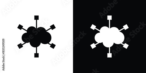 Network cloud icons pictogram. Vector isolated shape in modern doodle style.