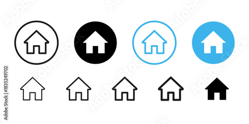 Home icon. Minimal house symbol for apps, websites and real-estate interfaces vector. Clean outline and solid homepage buttons for UI navigation and mobile screens sign pictogram concept.