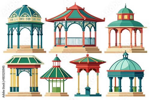 Gazebo and Pavilion Collection. Outdoor Garden Architecture Structures