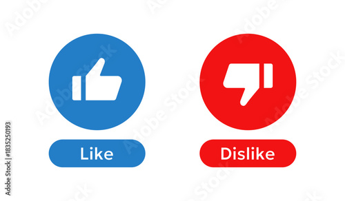 Like and dislike icon. Round feedback buttons with clear thumb gestures vector for rating tools. Social reaction elements for apps and web sign. Clean interface action symbol and simple UI concept.