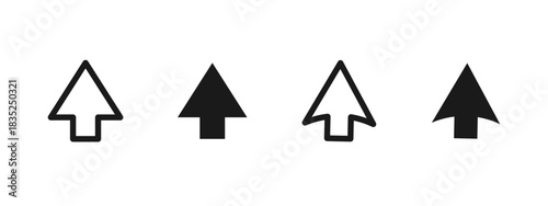 Arrow icon. Upward direction pointer vector illustration. Symbol for navigation, upload actions, and moving elements upward sign. Minimal arrow pictogram concept.