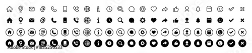 UI icon set. Minimal web and app interface vector icons. Communication, navigation, actions and system elements sign. Versatile symbol set for modern digital design pictogram.