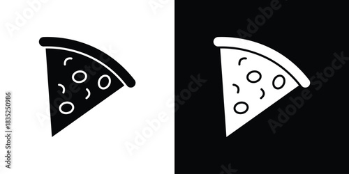 Pizza slice icons pictogram. Vector isolated shape in modern doodle style.