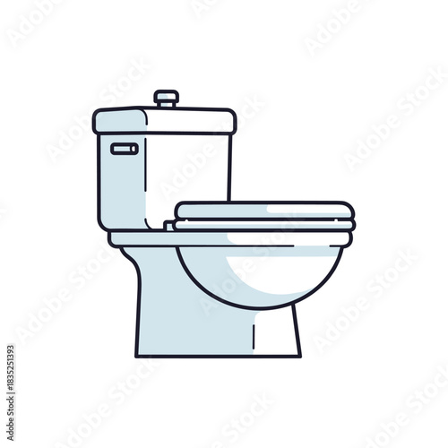 Illustration of a modern toilet with a closed lid.