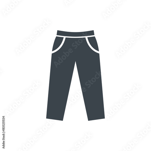Illustration of dark gray pants with white accents and pockets.
