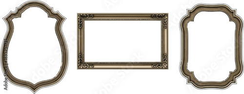 Set of ornate frames, antique frames, baroque frames, isolated design