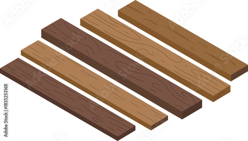 Wooden Planks Vector Illustration Isolated