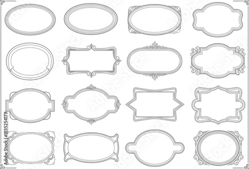 Variety of Decorative Shapes on Transparent Background, Oval, Rectangular, and Edged