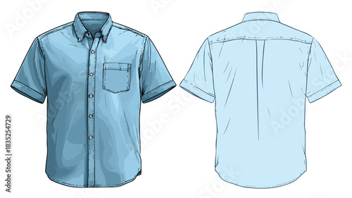 Blue Shirt with Pocket Design featuring 'A Shirt' Text Vector Illustration
