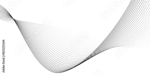 Elegant dotted waves. Abstract wave shapes, wave effects, dotted gradient textures, isolated vector symbol set. Halftone graphics, wave dots. Dotted halftone waves, abstract creative shapes.