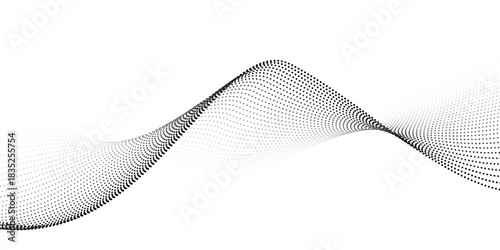 Elegant dotted waves. Abstract wave shapes, wave effects, dotted gradient textures, isolated vector symbol set. Halftone graphics, wave dots. Dotted halftone waves, abstract creative shapes.