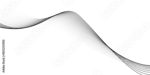 Elegant dotted waves. Abstract wave shapes, wave effects, dotted gradient textures, isolated vector symbol set. Halftone graphics, wave dots. Dotted halftone waves, abstract creative shapes.