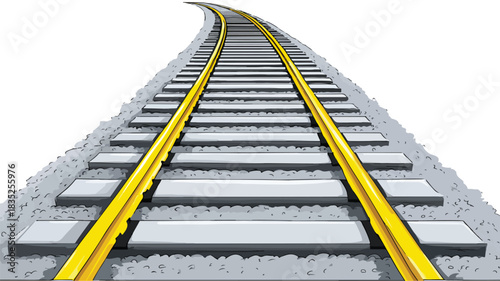 Cartoon Train Track Yellow Line Bottom