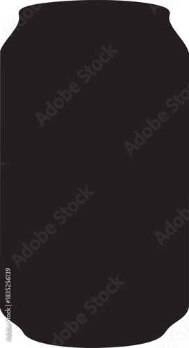 Black soda can silhouette simple flat vector illustration isolated on white background for graphic design