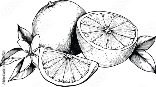 Vibrant Grapefruit Illustration with Text Overlay - Fresh and Citrusy Food Design