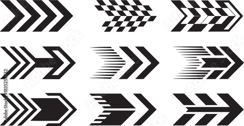 minimal racing chevron arrow graphic sketch drawing, dynamic speed tattoo design, sport direction elements vector illustration