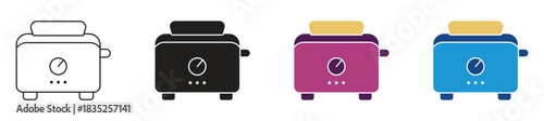 Toaster icon set. Electrical toaster symbol, vector illustration. 