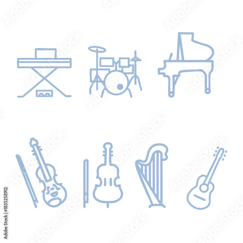 악기 일러스트_다양한 악기_악기 라인일러스트