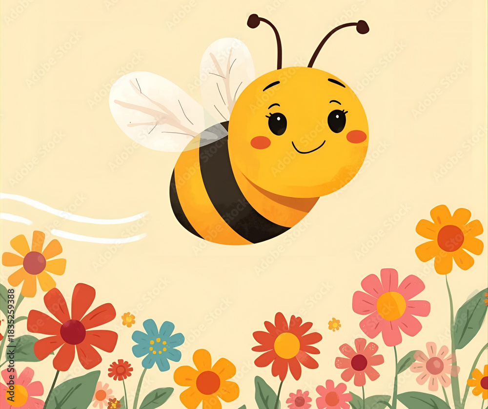 Obraz premium Kawaii Cute Bee – Super Adorable