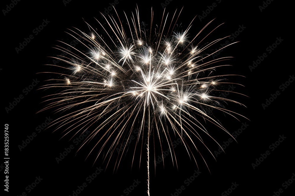 Obraz premium Fireworks on black sky illuminated celebration recreation.