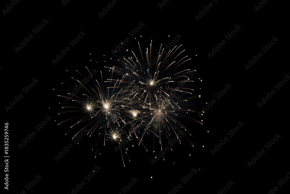 Obraz premium Fireworks on black sky outdoors night illuminated.
