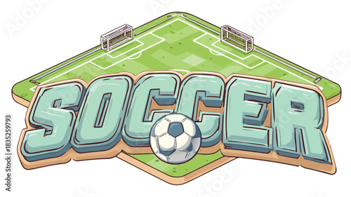 Dynamic Soccer Stadium with Soccer Field and Text 'Soccer' Background Image