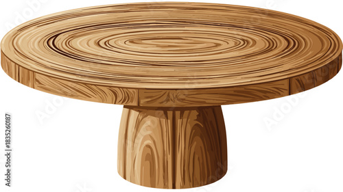 Elegant Wooden Table with Unique Wood Pattern and Circular Design Element
