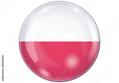 Free Download Poland Flag Sphere Button - Glossy White and Red National Symbol Icon - GFXLoad