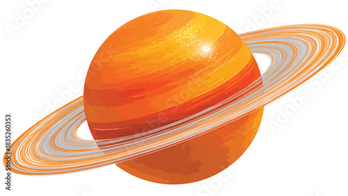 Vibrant Orange Planet with Space Ring - Astronomical Concept