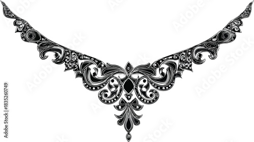Elegant Necklace Vector with Outline Isolated on White Background
