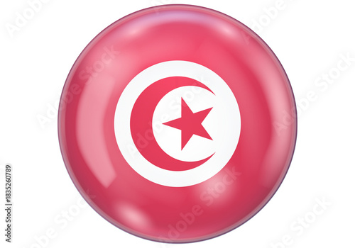 Free Download Tunisia Flag 3D Glossy Sphere Button Isolated on White - GFXLoad