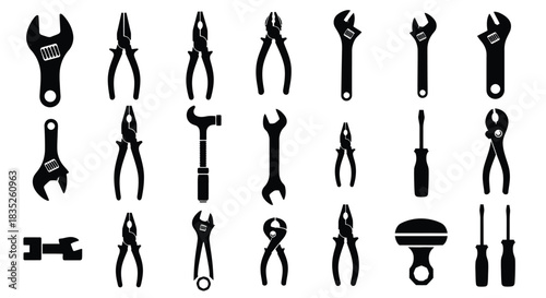 Collection of various tool silhouettes