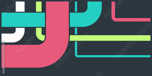 Abstract conceptual illustration of colorful interconnected pathways and data flow pipelines on a dark background