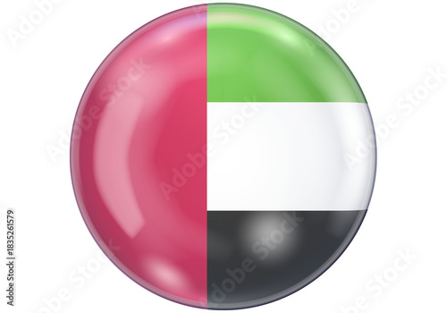 Free Download United Arab Emirates Flag Glossy 3D Button Icon Isolated on White - GFXLoad