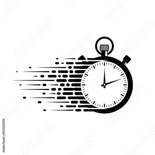 a stopwatch with motion lines on the left side