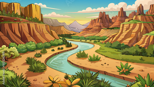 Very beautiful riverbank trails follow the winding Rio Grande, framed by towering cliffs, desert plants, and warm sunlight that creates a peaceful environment for hikers exploring Texas’s dramatic 