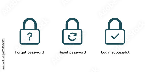 Forget Password Icon – Reset, Login, and Account Security Symbols Vector