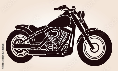 Motorcycle Vector Silhouette, Classic Silhouette Of A Motorcycle, Vintage Cruiser Motorcycle, Vintage Motorcycle Vector Silhouette, Motorcycle Silhouette.