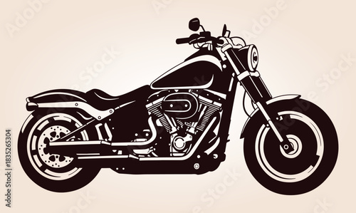 Motorcycle Vector Silhouette, Classic Silhouette Of A Motorcycle, Vintage Cruiser Motorcycle, Vintage Motorcycle Vector Silhouette, Motorcycle Silhouette.