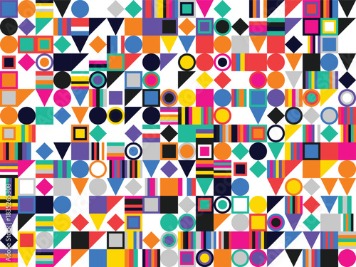 Vibrant Colorful Abstract Geometric Shapes Vector Pattern Background