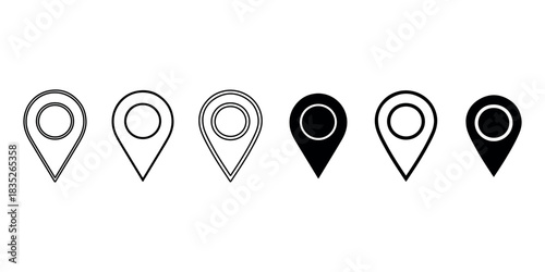 Location Pin Icon Set for Maps, Navigation, and Geographic Positioning Systems (GPS)