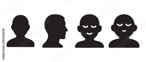 User profile avatar icon set, human head and face vector icons.