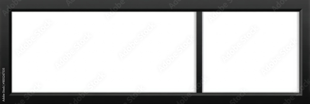 Fototapeta premium Minimalist black framed split whiteboard on wall