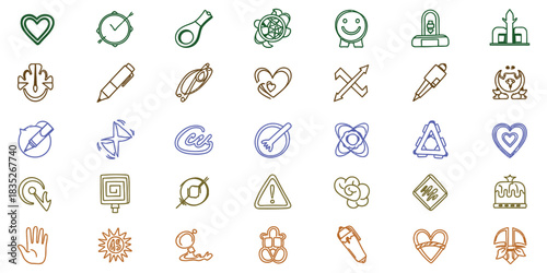 Heart symbol outline drawn design for love relationship, dating, happiness, friendship, feelings, emotions, with transparency illustration graphic.